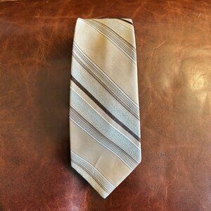 Principe Men's Tie Diagonal Stripes Champagne Brown Light Blue Polyester 3.25"